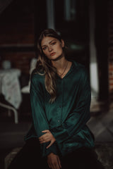 oversized shirt blouse fir green