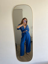 Jumpsuit Royalblau aus Musselin mit Schleife