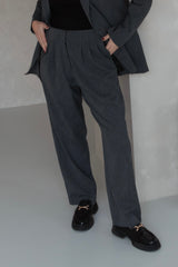 PREMIUM Bundfaltenhose Grey Melange