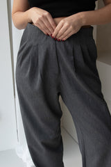 PREMIUM Bundfaltenhose Grey Melange