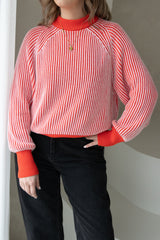 Knitted Sweater Stripes Red/Pink 