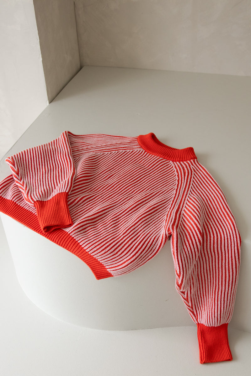 Knitted Sweater Stripes Red/Pink 