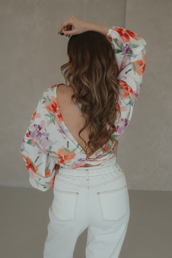 Wickelbluse Pastell Flowerprint