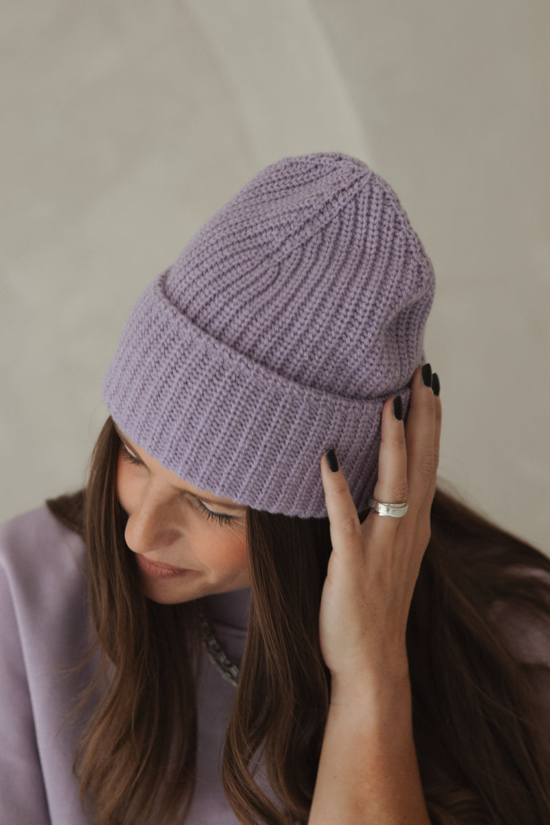 Rib Knit Hat Lavender