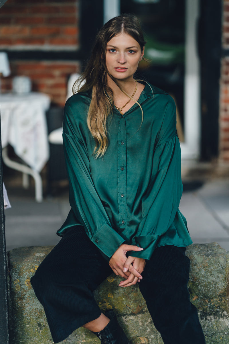 oversized shirt blouse fir green