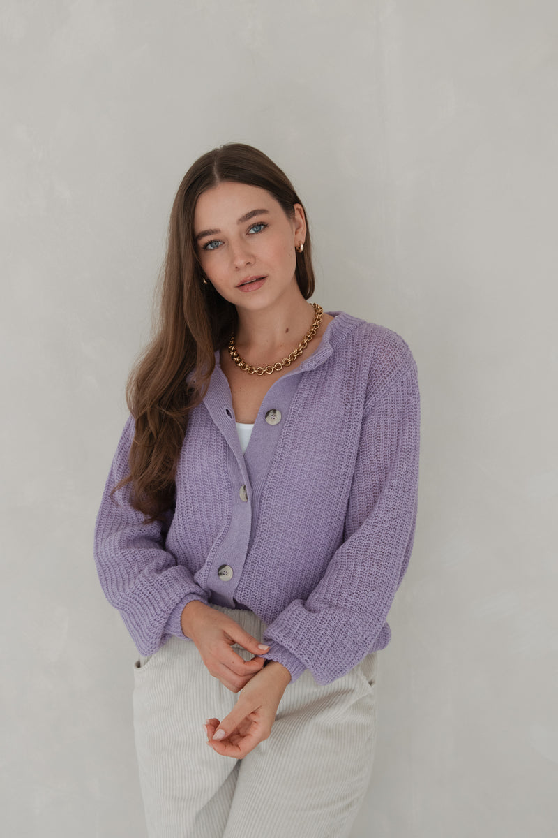 Strickjacke aus Wolle Lavender