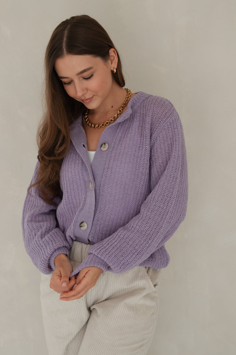 Strickjacke aus Wolle Lavender