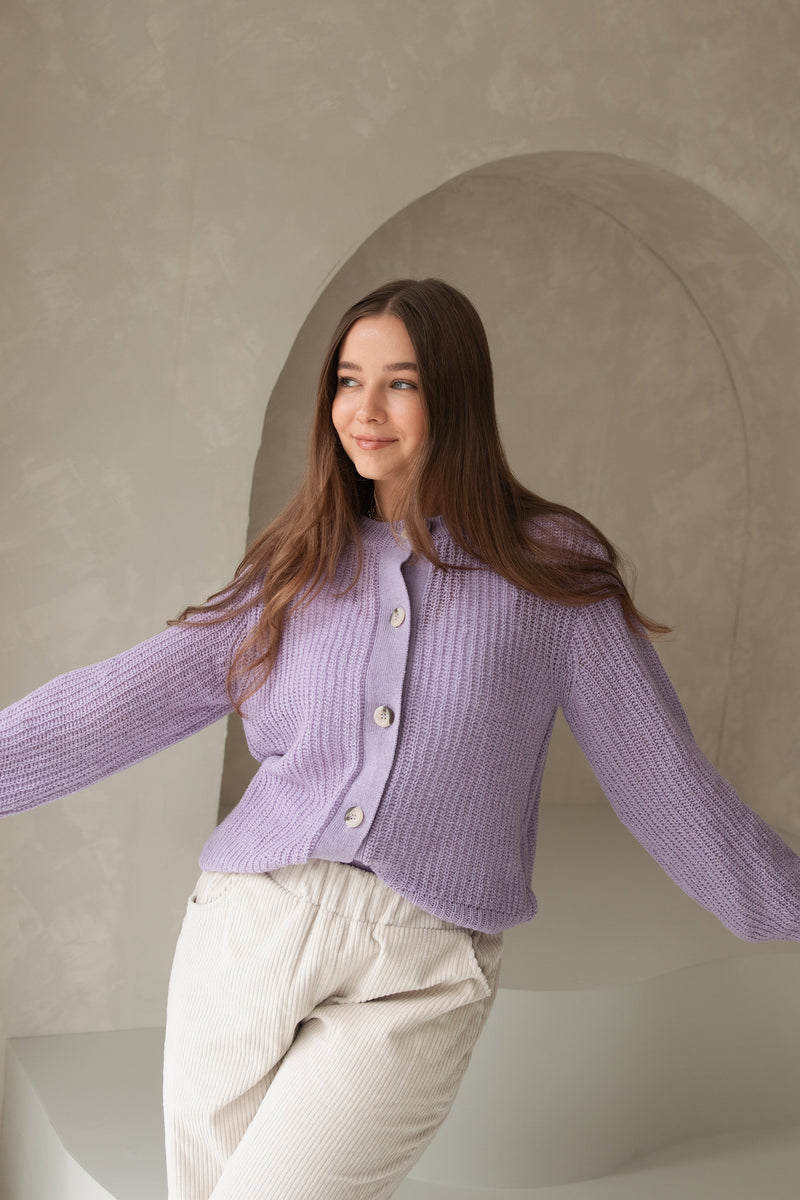 Strickjacke aus Wolle Lavender