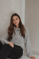 Grey Wool Troyer Sweater