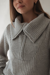 Grey Wool Troyer Sweater